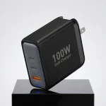 شارژر دیواری 100 وات گلتیج CH06 سه پورت گن فست شارژ مشکی مای گجت