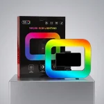 رینگ لایت مدل YM200-RGB مستطیلی هفت رنگ با هولدر موبایل و جعبه مای گجت