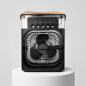 پنکه رومیزی مه پاش مدل AIR COOLER FAN مشکی سایز بزرگ با مخزن شفاف و دسته چرمی مای گجت