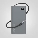 پاوربانک گرین لاین مدل Retractable 10000 خاکستری با نمایشگر دیجیتال و کابل تایپ سی مای گجت