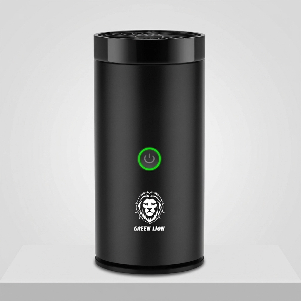 دستگاه بخور گرین لاین مدل Smart Bakhour مشکی با کلید پاور سبز و لوگو مای گجت