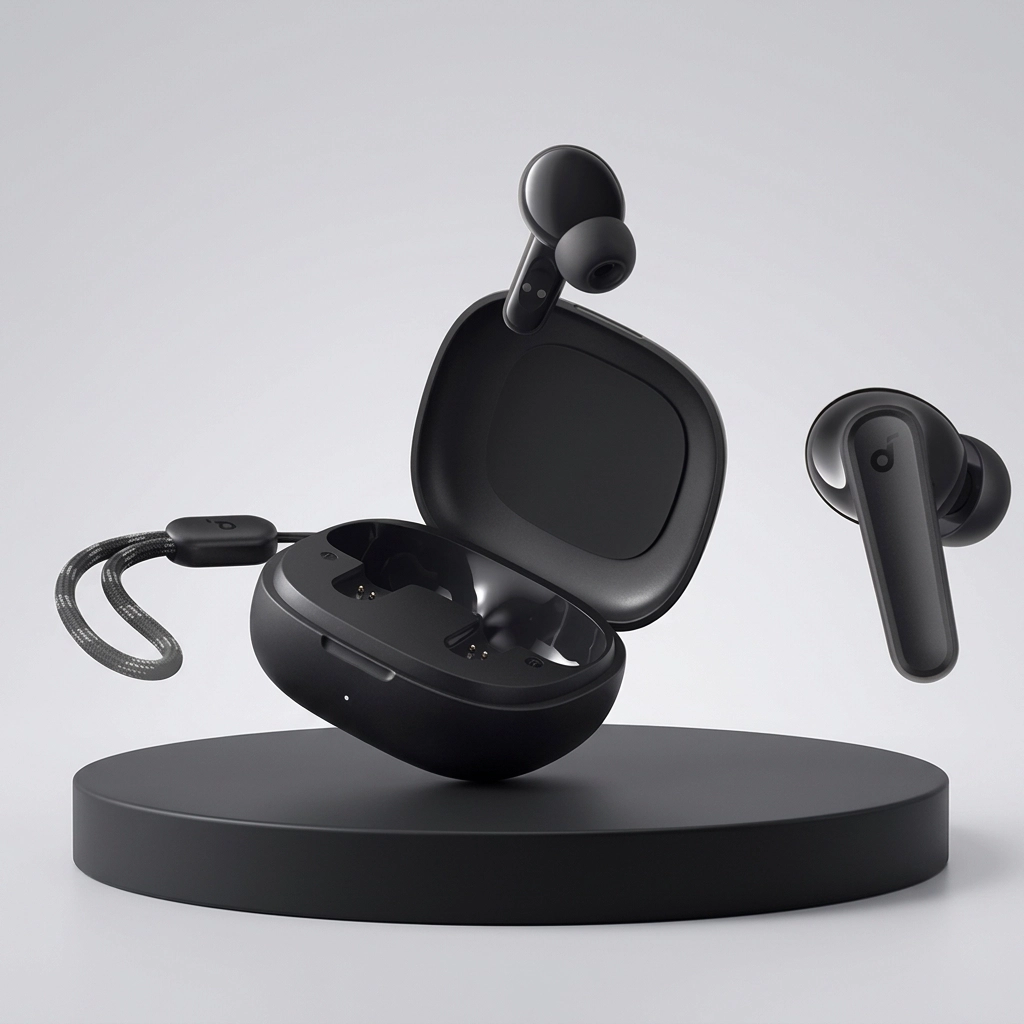 هدفون بلوتوثی انکر مدل SoundCore R50i مشکی با کیس شارژ و بند آویز مای گجت