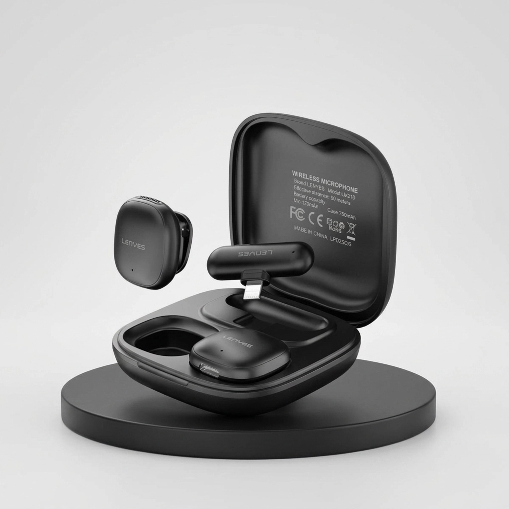میکروفون بی‌سیم لنیز مدل Lenyes LM210 پورت Type-C مشکی با کیس شارژ مای گجت